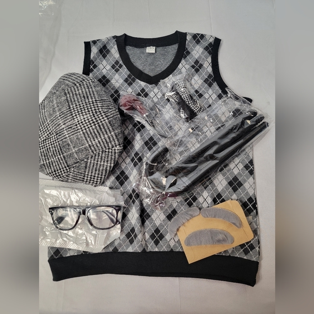 4 E's Novelty Classic Grandpa Costume Set for Kids Size Large 100 Day Costume - Picture 8 of 8